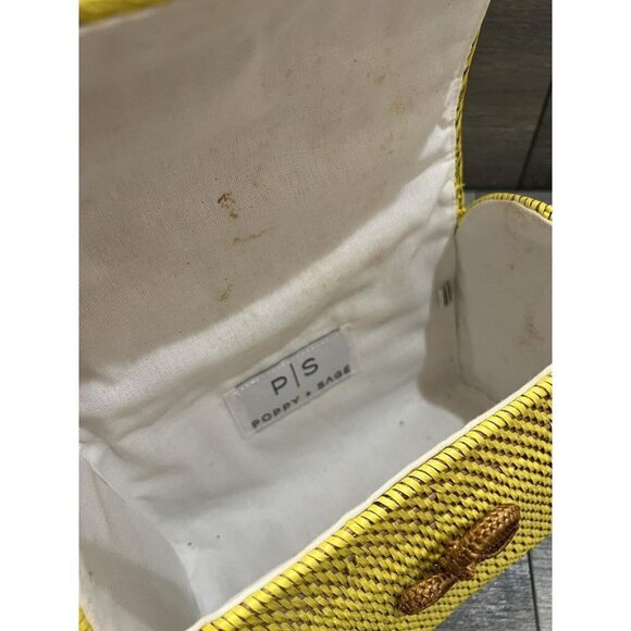 POPPY + SAGE Rattan Crossbody with Top Handle- Alice Yellow,Bag No Strap - Picture 4 of 6